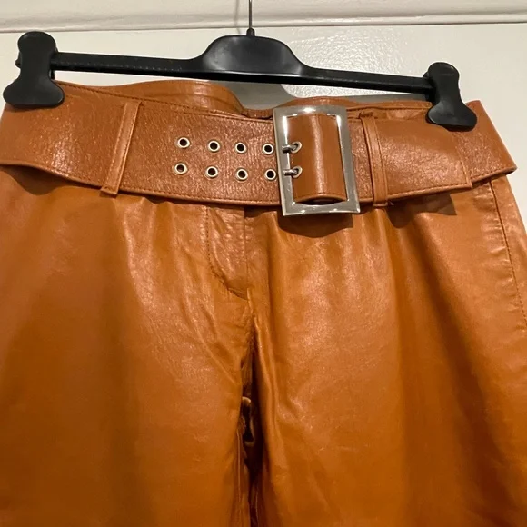 Browngenuine Leather‎Vintage Pants with Belt